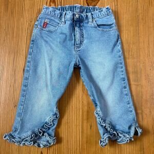 Mudd retro light blue ruffle bottom cropped girls jeans SIZE 6